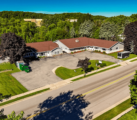 Aerial view of the Autumn Oaks facility and surrounding area