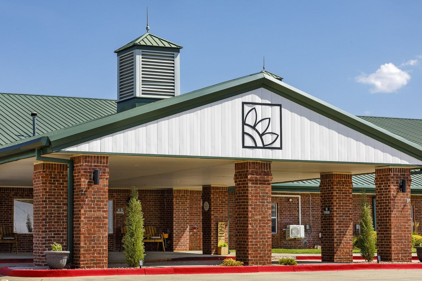 Front entrance of Homestead of Weatherford with architectural details