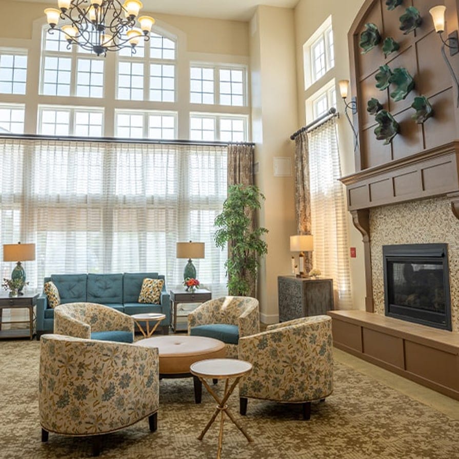Bright and cozy common area with comfortable seating
