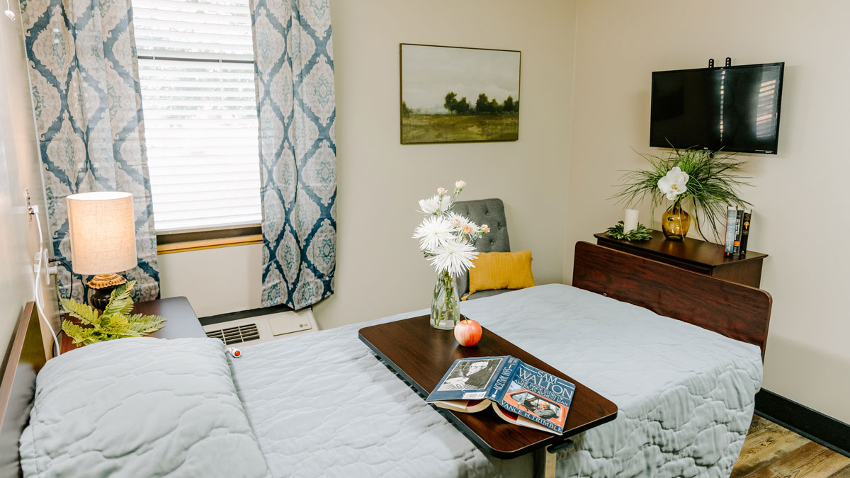 Cozy, well-decorated interior of a resident room
