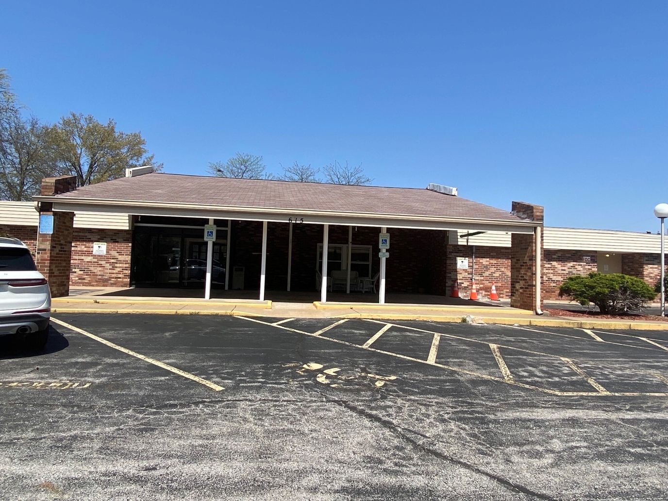 Exterior view of the Rancho Rehab and Healthcare Center entrance