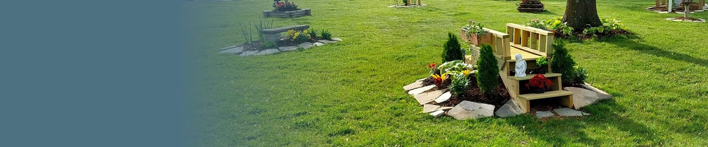 Garden area with benches and flowers