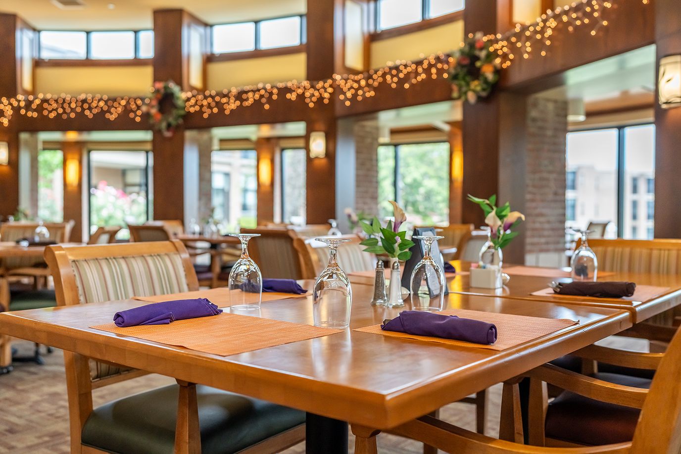 Dining room setup with elegant decor and table settings