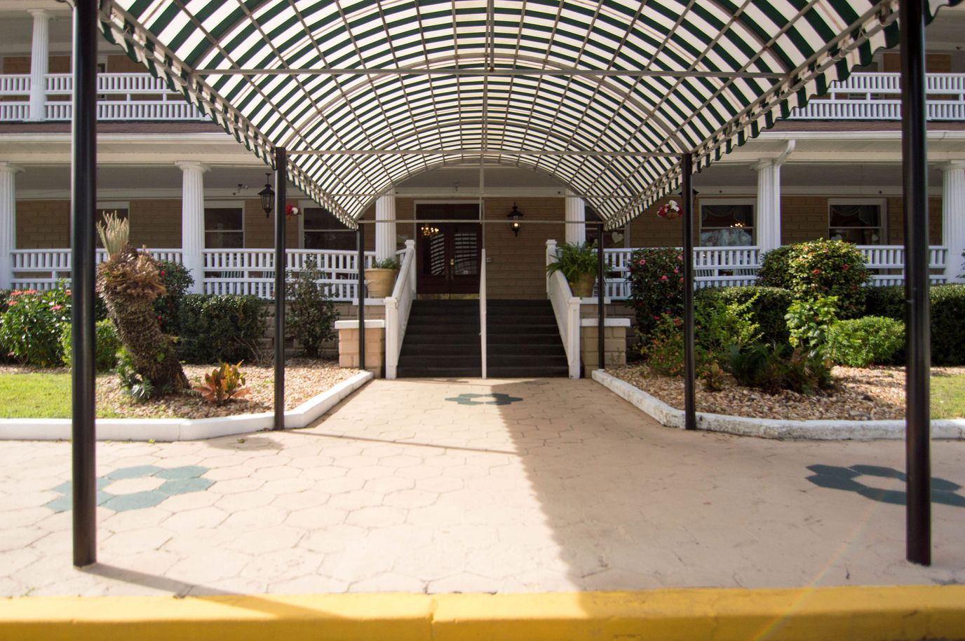 Entrance awning leading to the facility