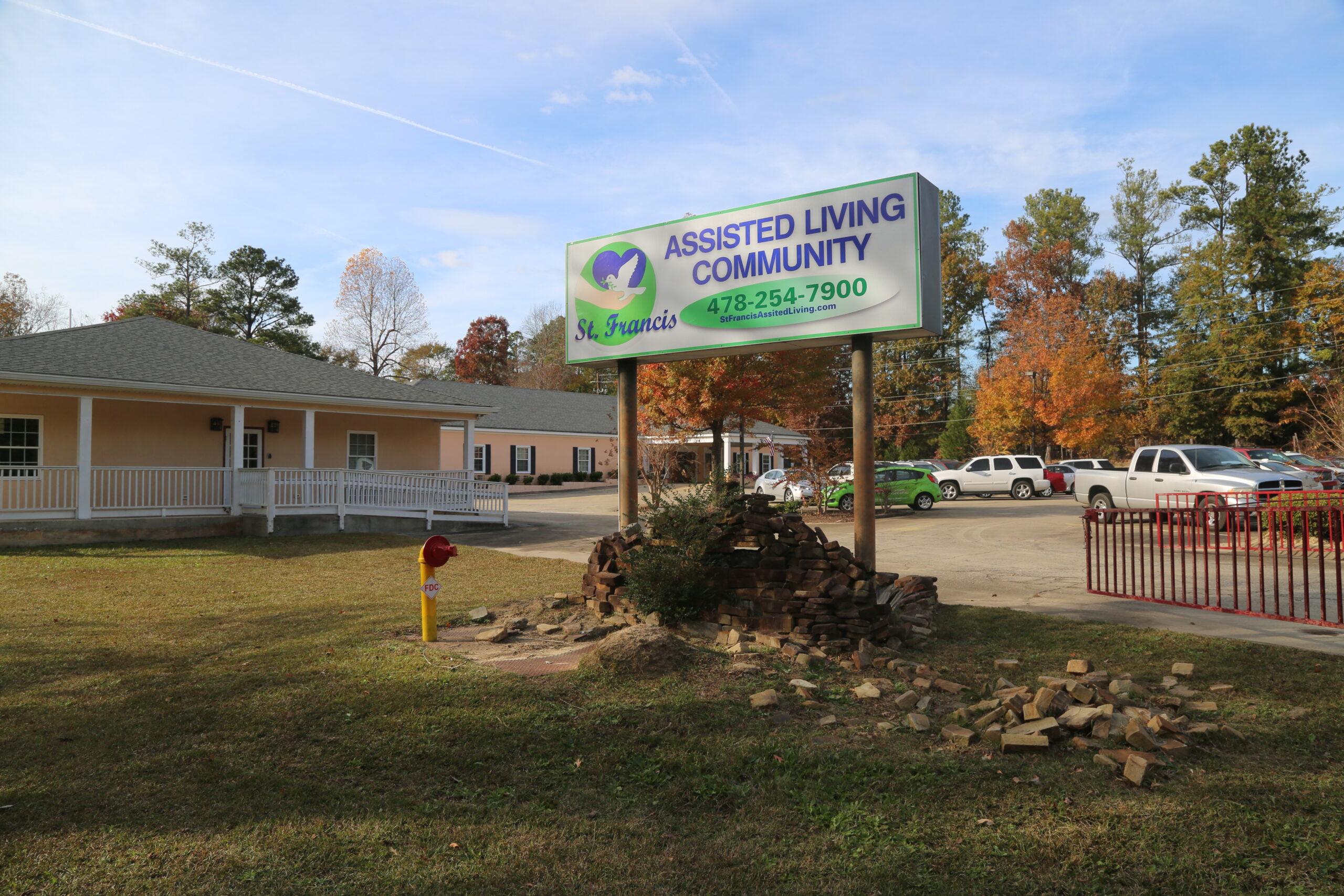 Exterior view of St. Francis Assisted Living facility sign