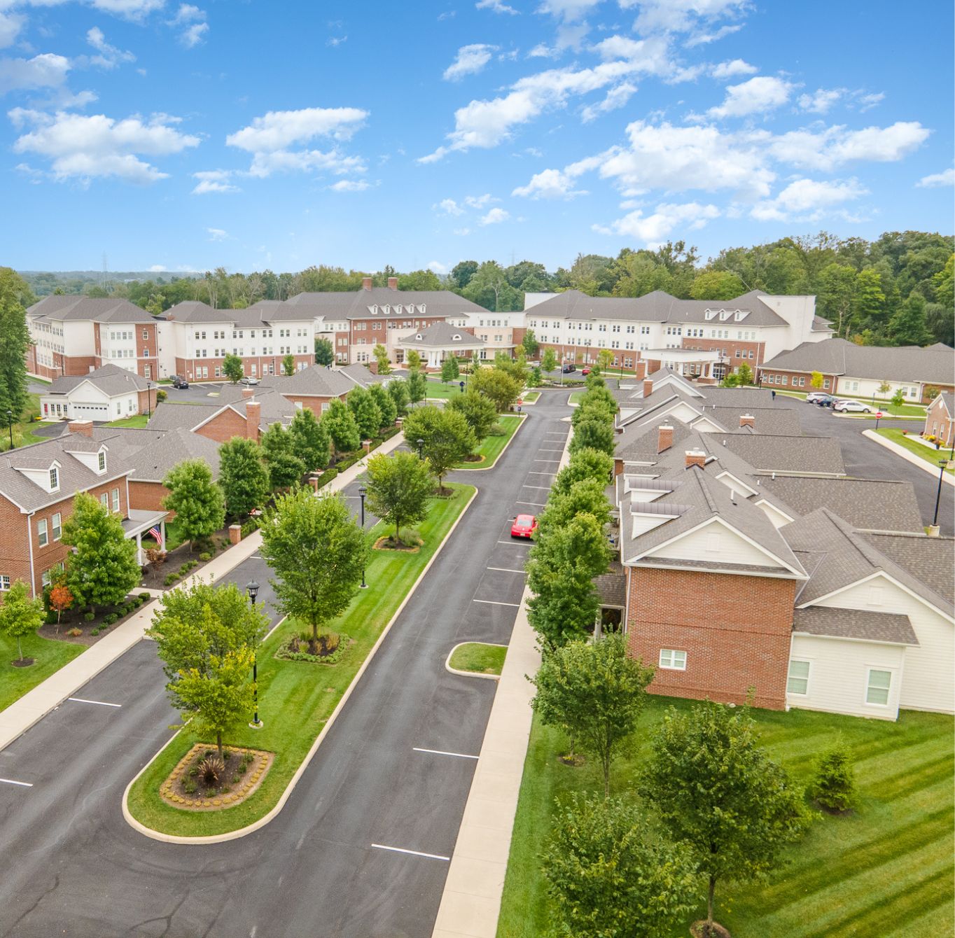 Aerial view of the Wesley Woods at New Albany community
