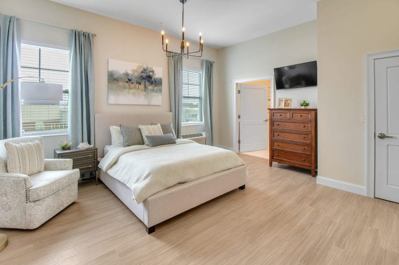 Bright and cozy resident room with modern decor