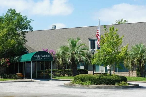 Exterior view of a senior living facility entrance