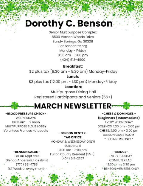 Newsletter with facility details and activities.