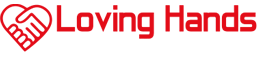 Loving Hands Senior Center logo in red and white
