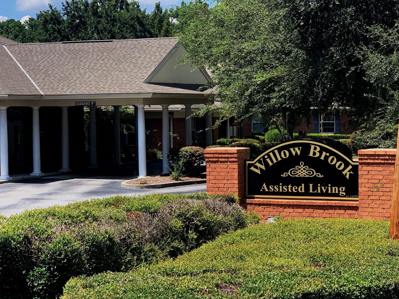 Exterior view of Willow Brook Assisted Living facility entrance