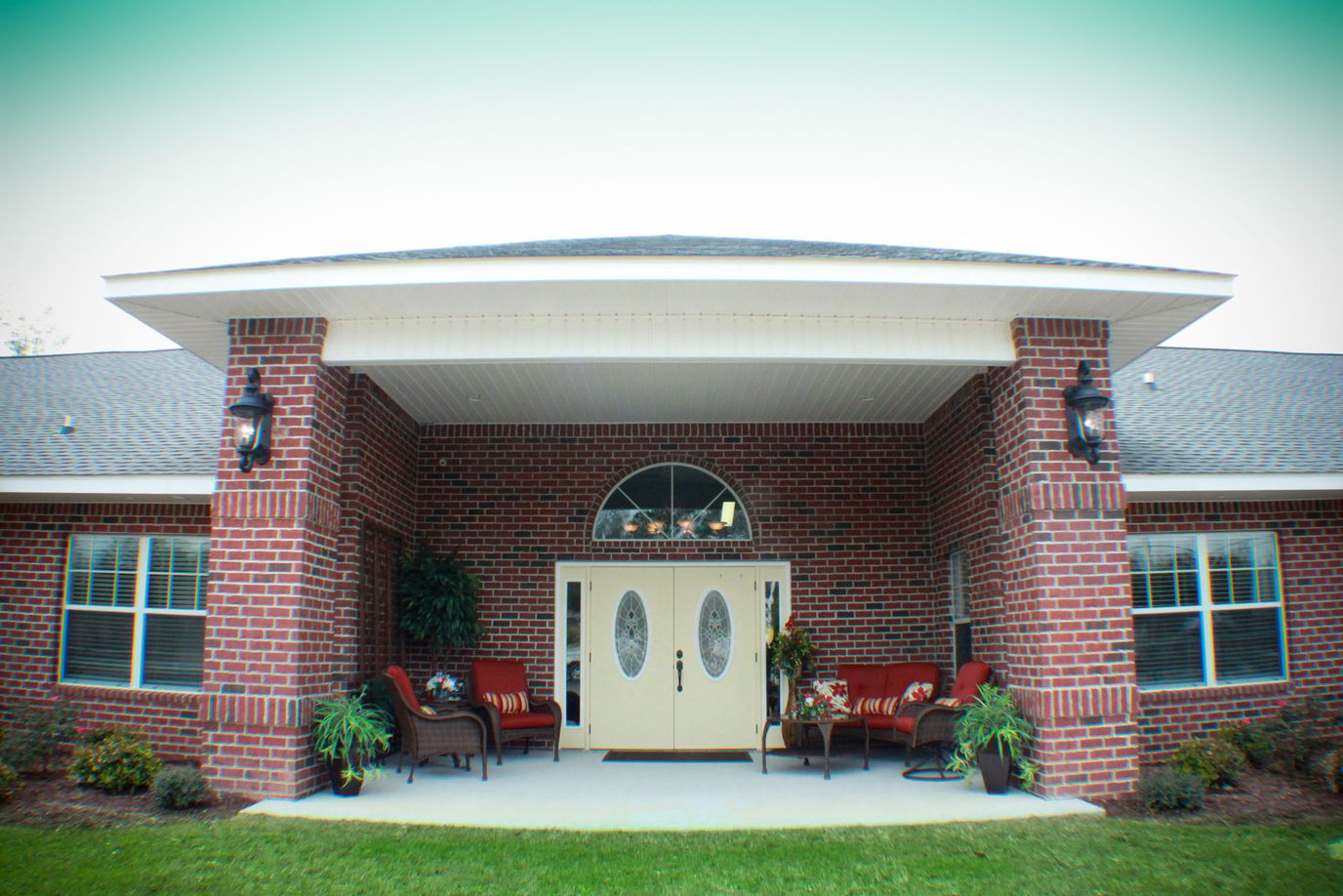 Exterior view of the Victorian Manor entrance