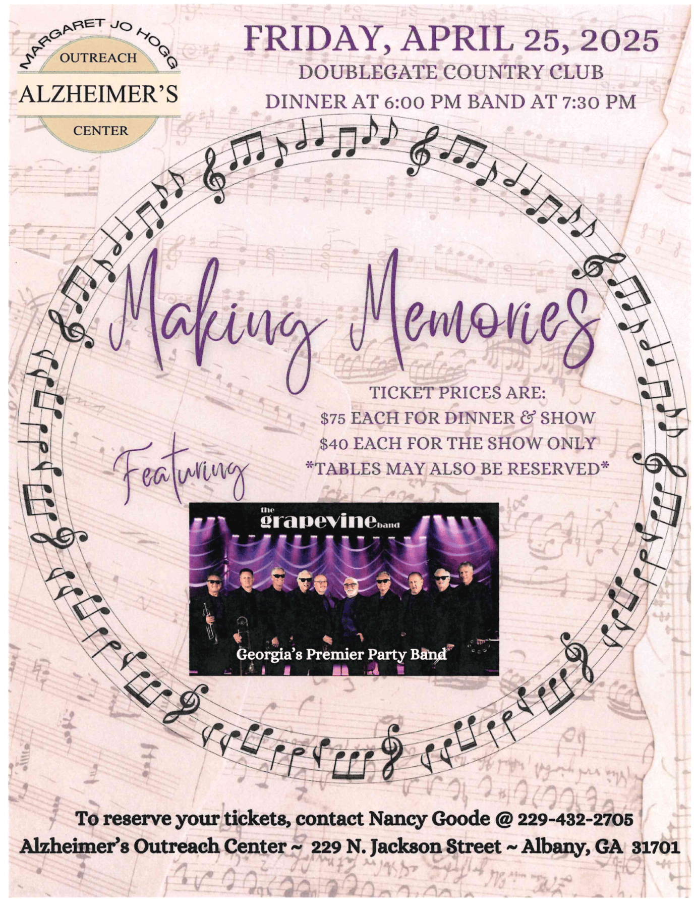 Event flyer for Making Memories concert