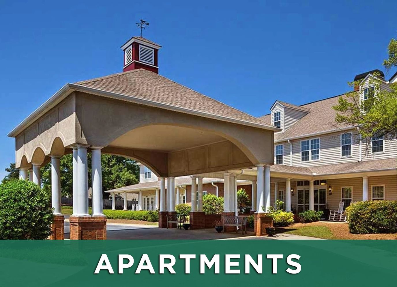 Covered entrance of a senior living facility