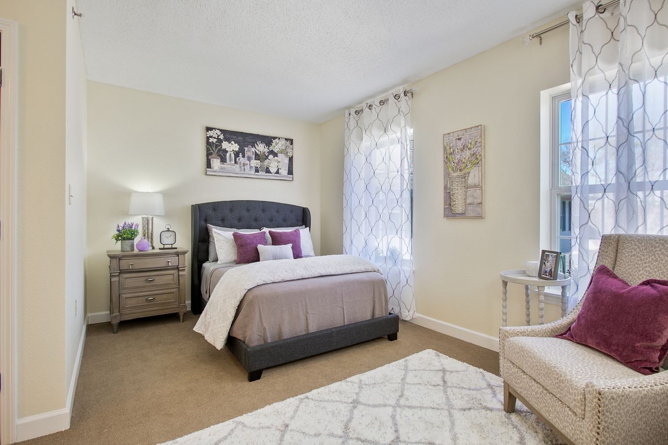 A cozy resident bedroom with decorative touches
