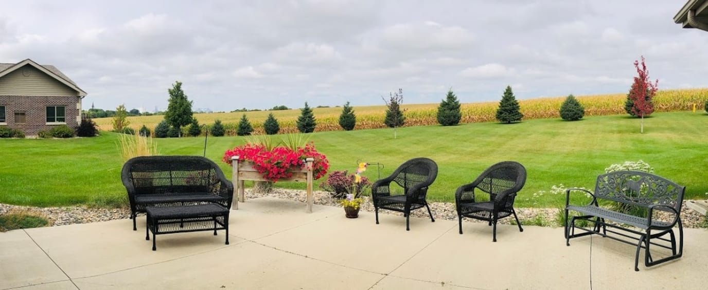 Outdoor seating area with a scenic view