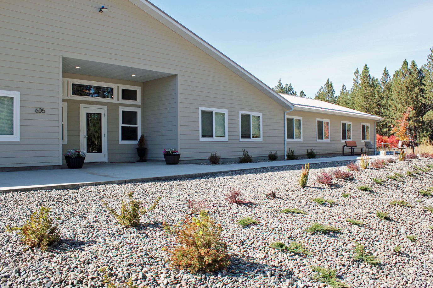 Exterior view of a senior living facility building