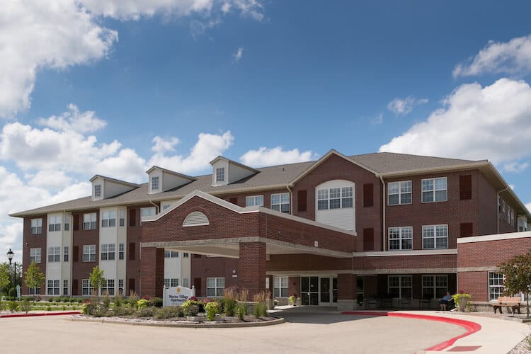 Exterior view of Marian Village showing the entrance.