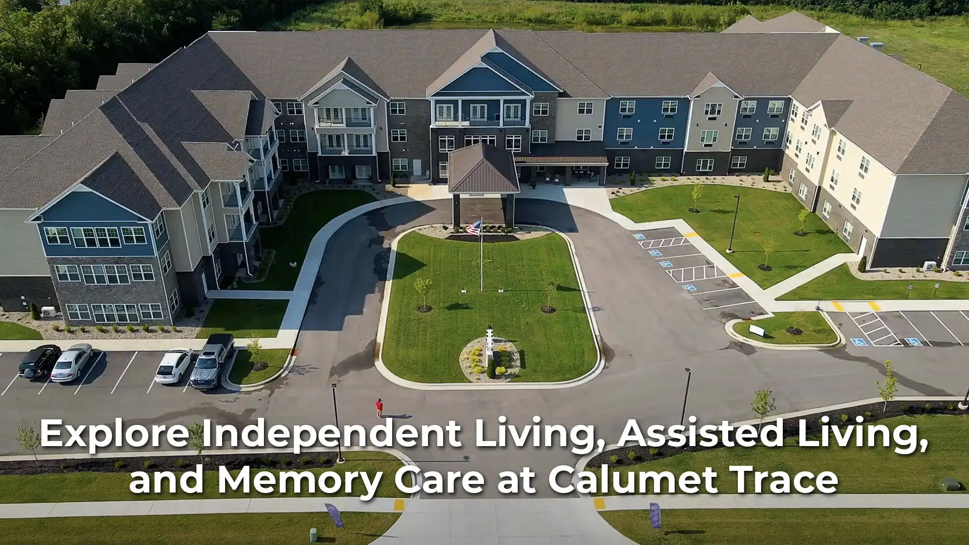 Aerial view of the Calumet Trace senior living facility