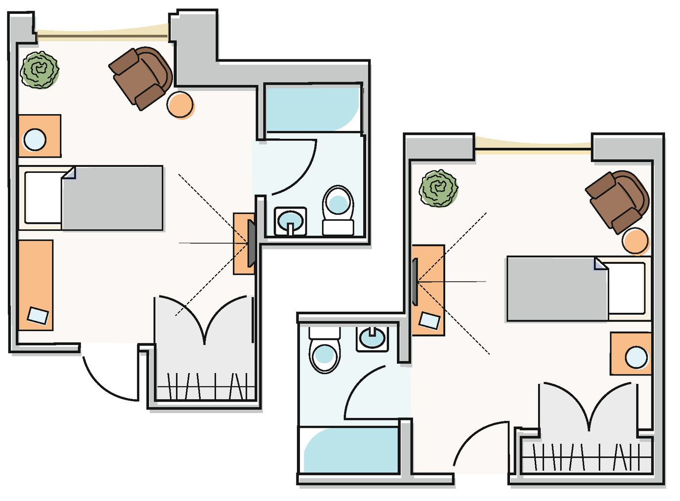 Architectural floor plan of resident units