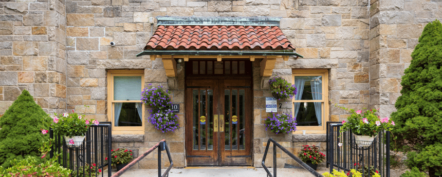 Front entrance of a senior living facility
