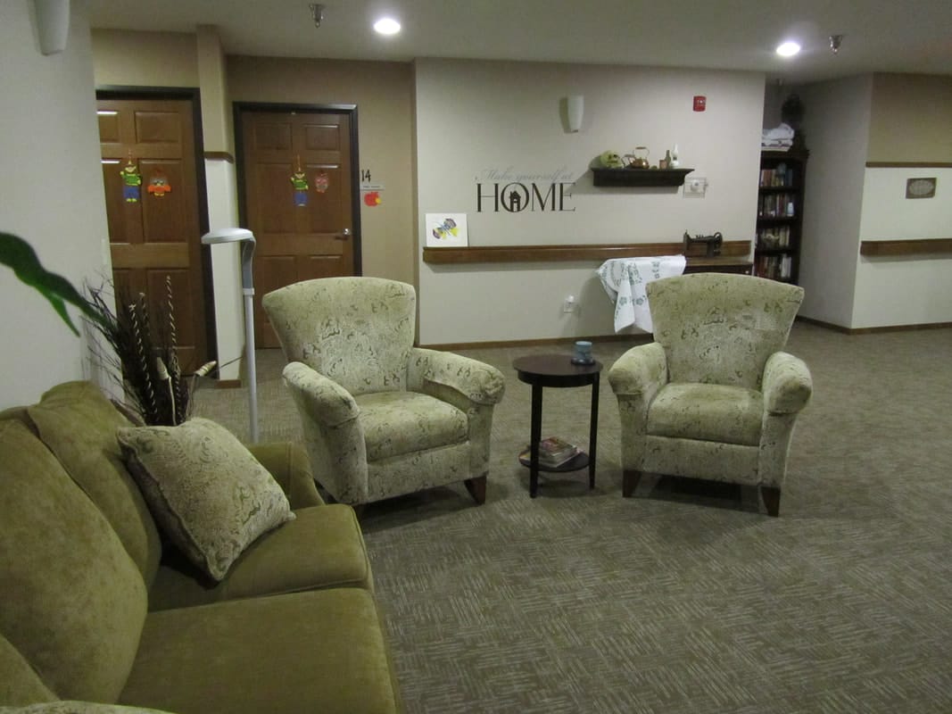 Comfortable seating area in the facility lobby