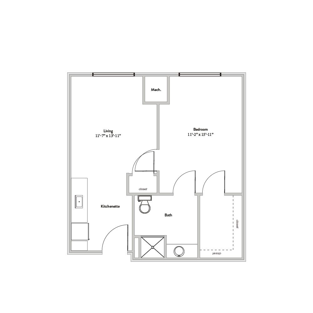 Architectural floor plan of a living unit
