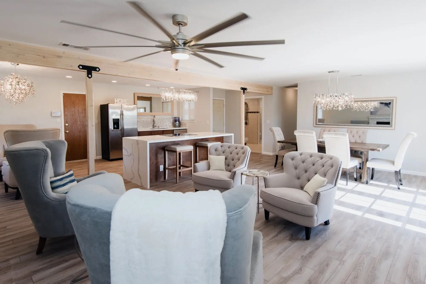 Bright common area with comfortable seating