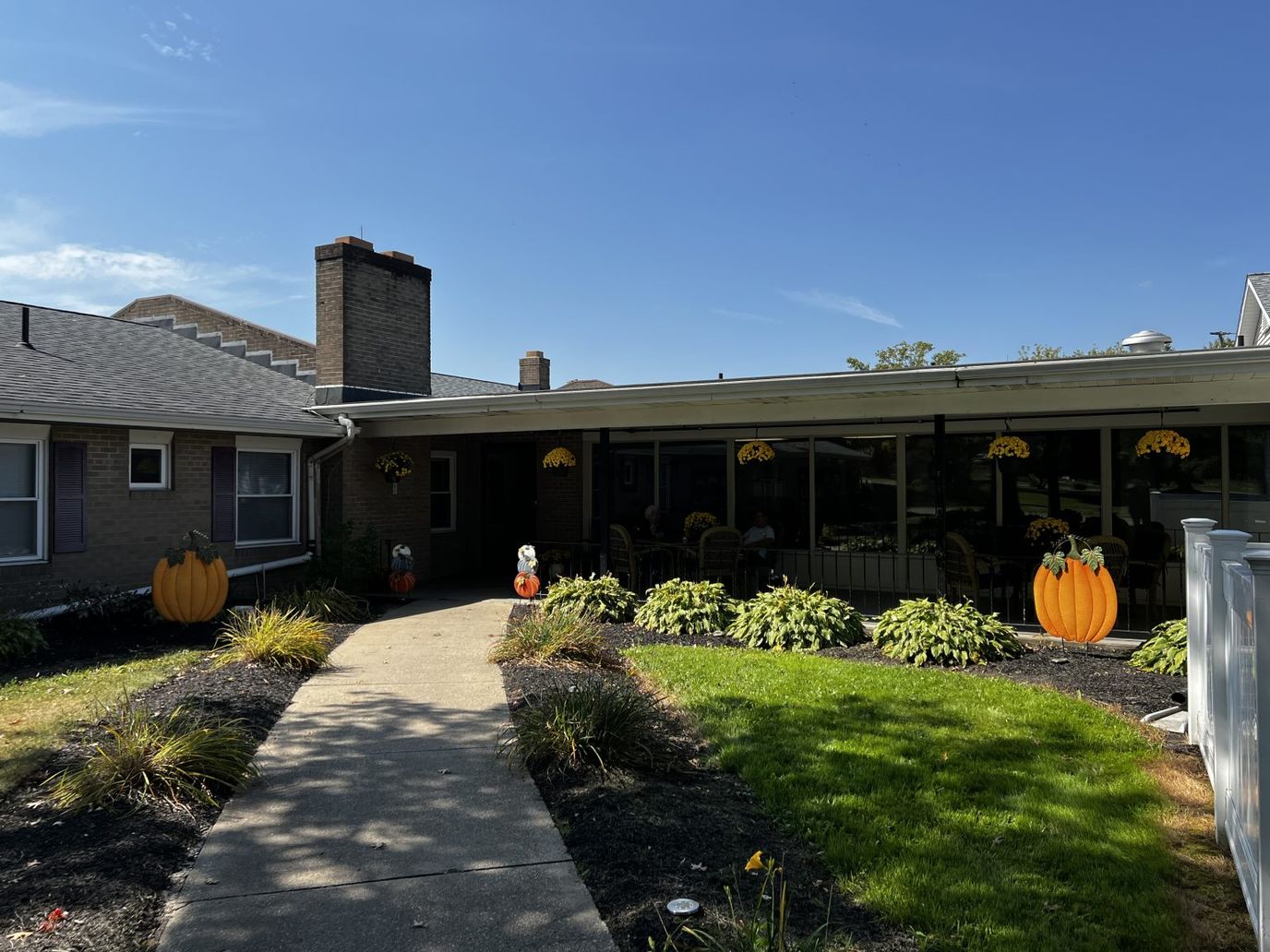 Outdoor view of the facility with seasonal decorations