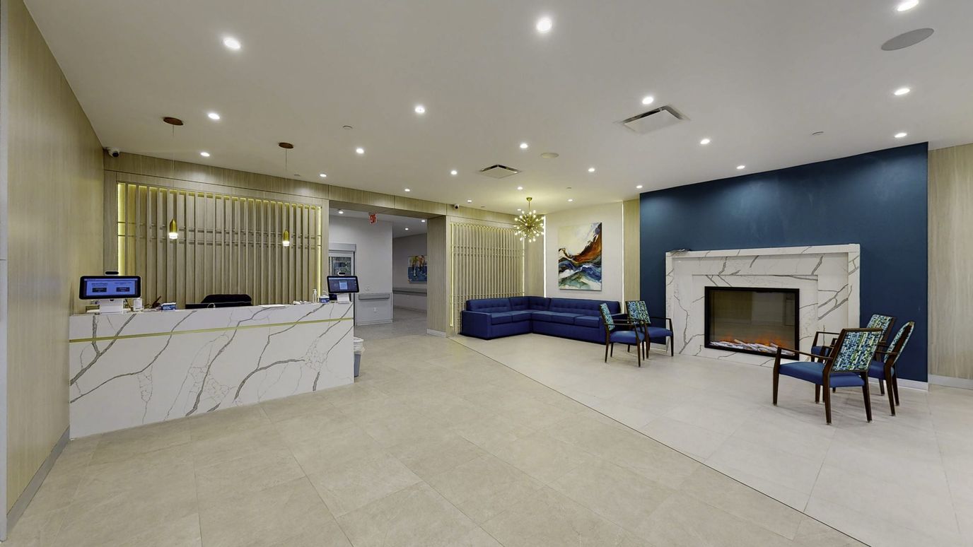 Interior view of the lobby with seating area
