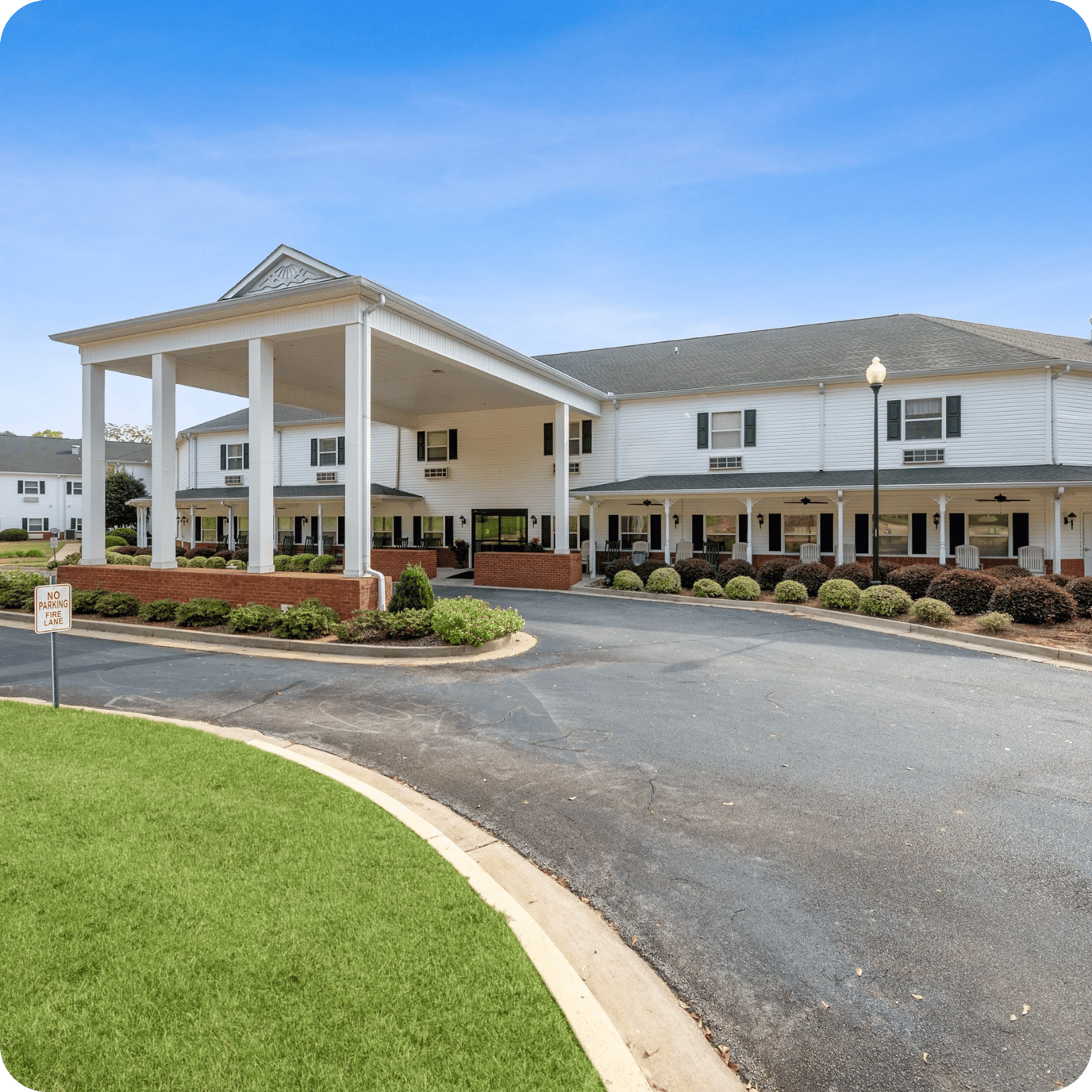 Exterior view of a nursing home facility.