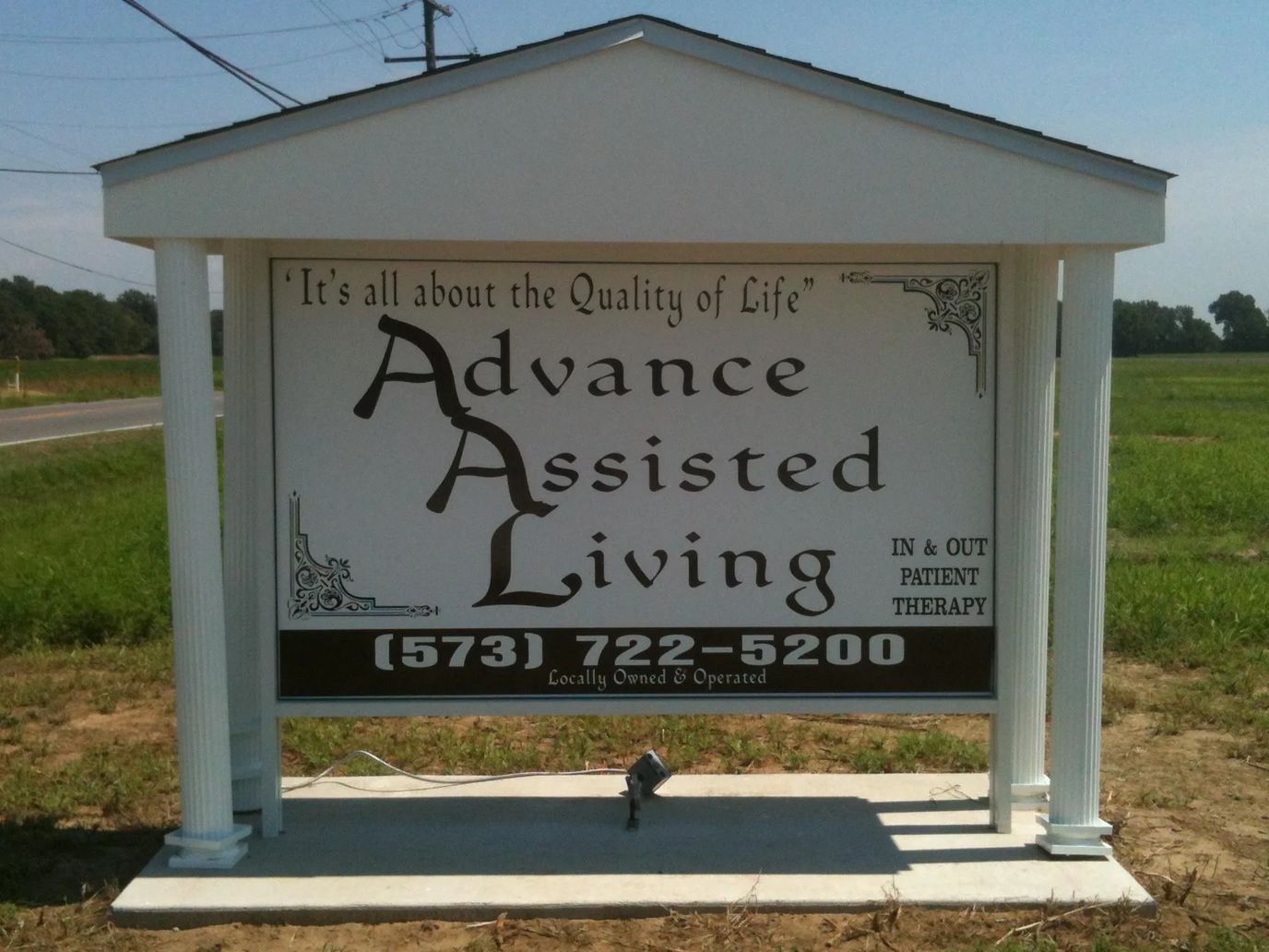 Exterior sign of Advance Assisted Living facility