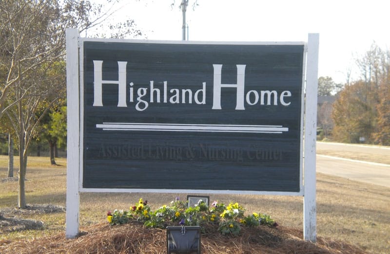 Sign for Highland Home Assisted Living & Nursing Center