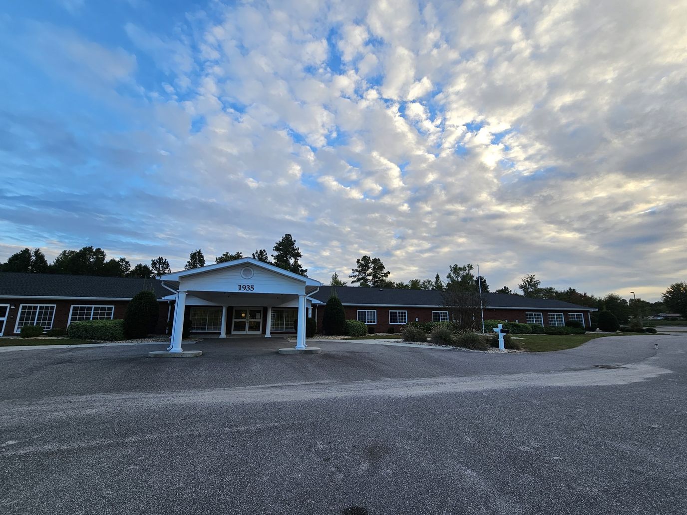 Exterior view of The Bluefields care facility building.