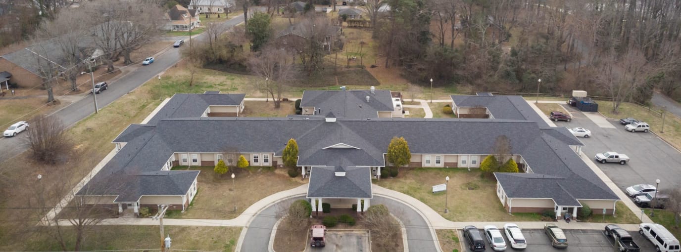 Aerial view of Somerset Court of Cherryville's exterior