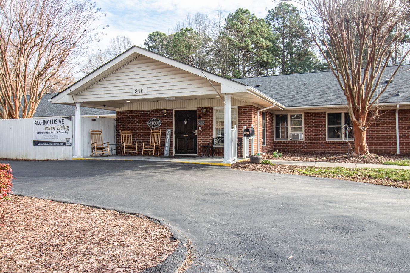 Entrance of Wellington House assisted living facility