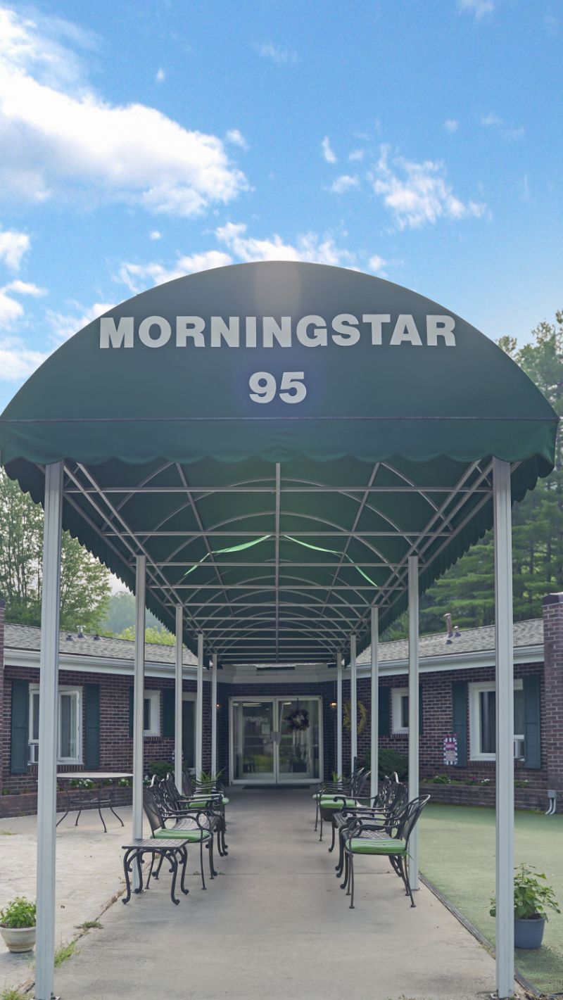 Entrance awning of Morningstar Assisted Living facility
