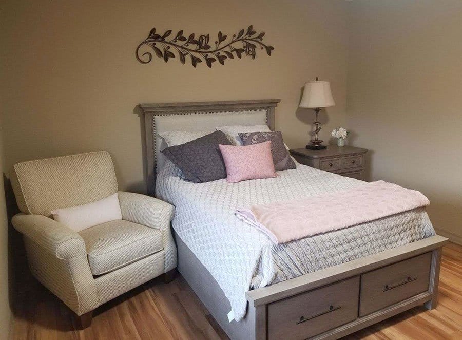 Cozy bedroom setup in a retirement center