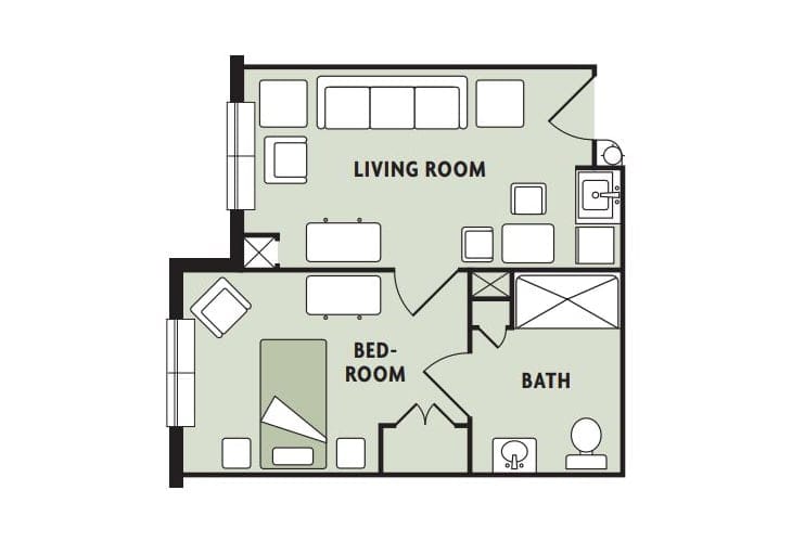Architectural floor plan of a living space layout