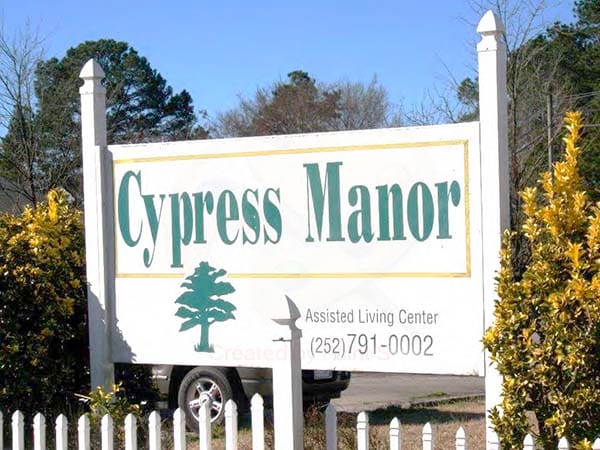Sign for Cypress Manor Assisted Living Center