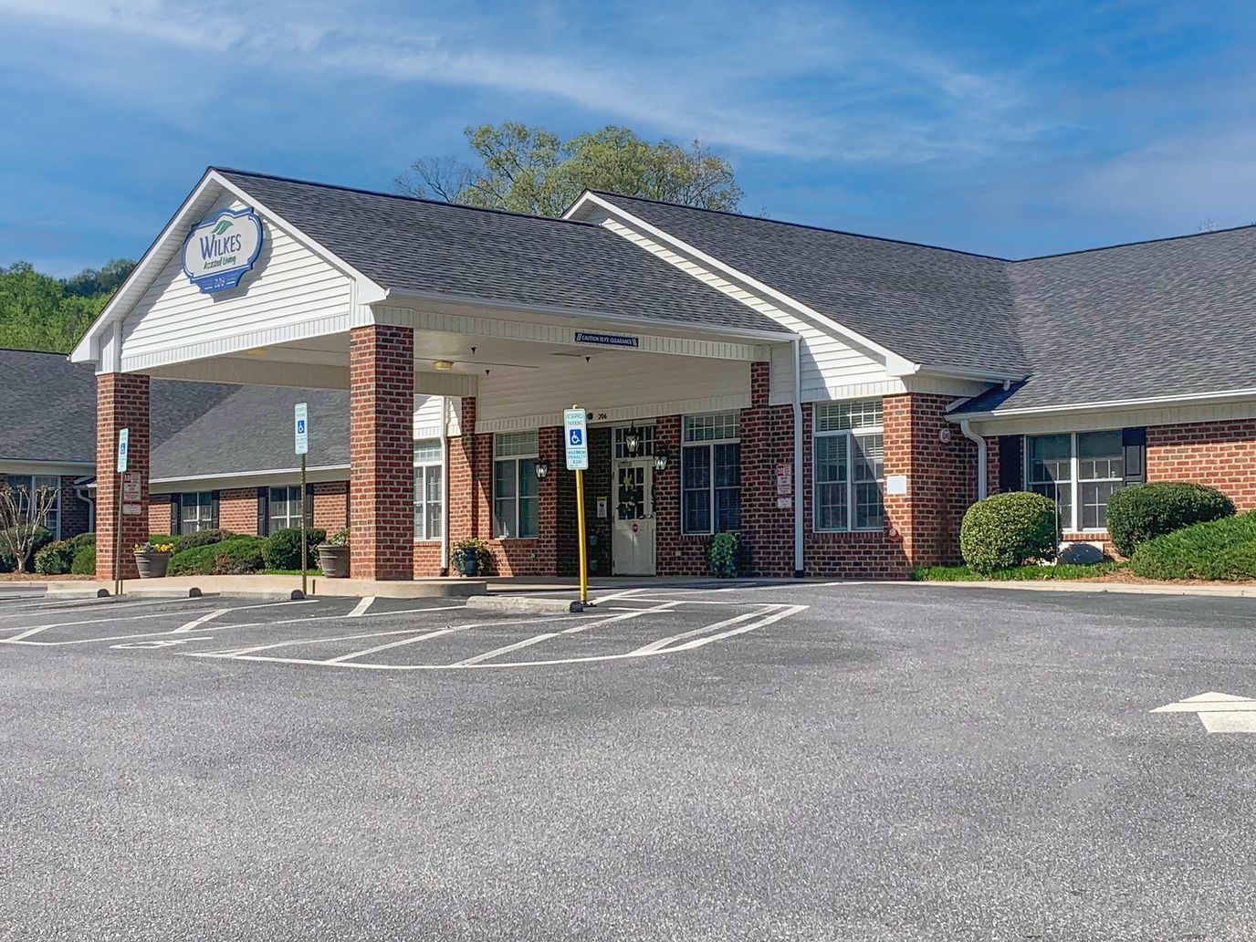 Exterior view of Wilkesboro Assisted Living Center entrance