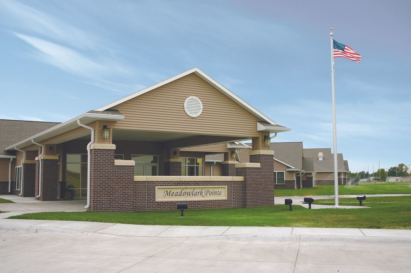 Front view of Meadowlark Pointe Assisted Living building