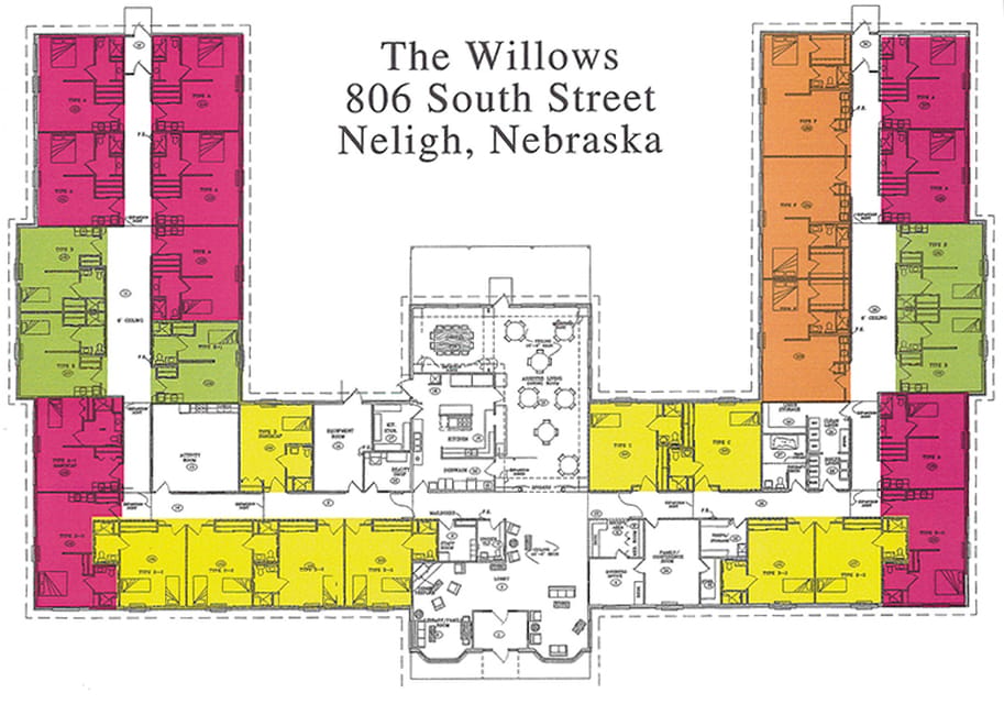 Architectural floor plan of The Willows Assisted Living