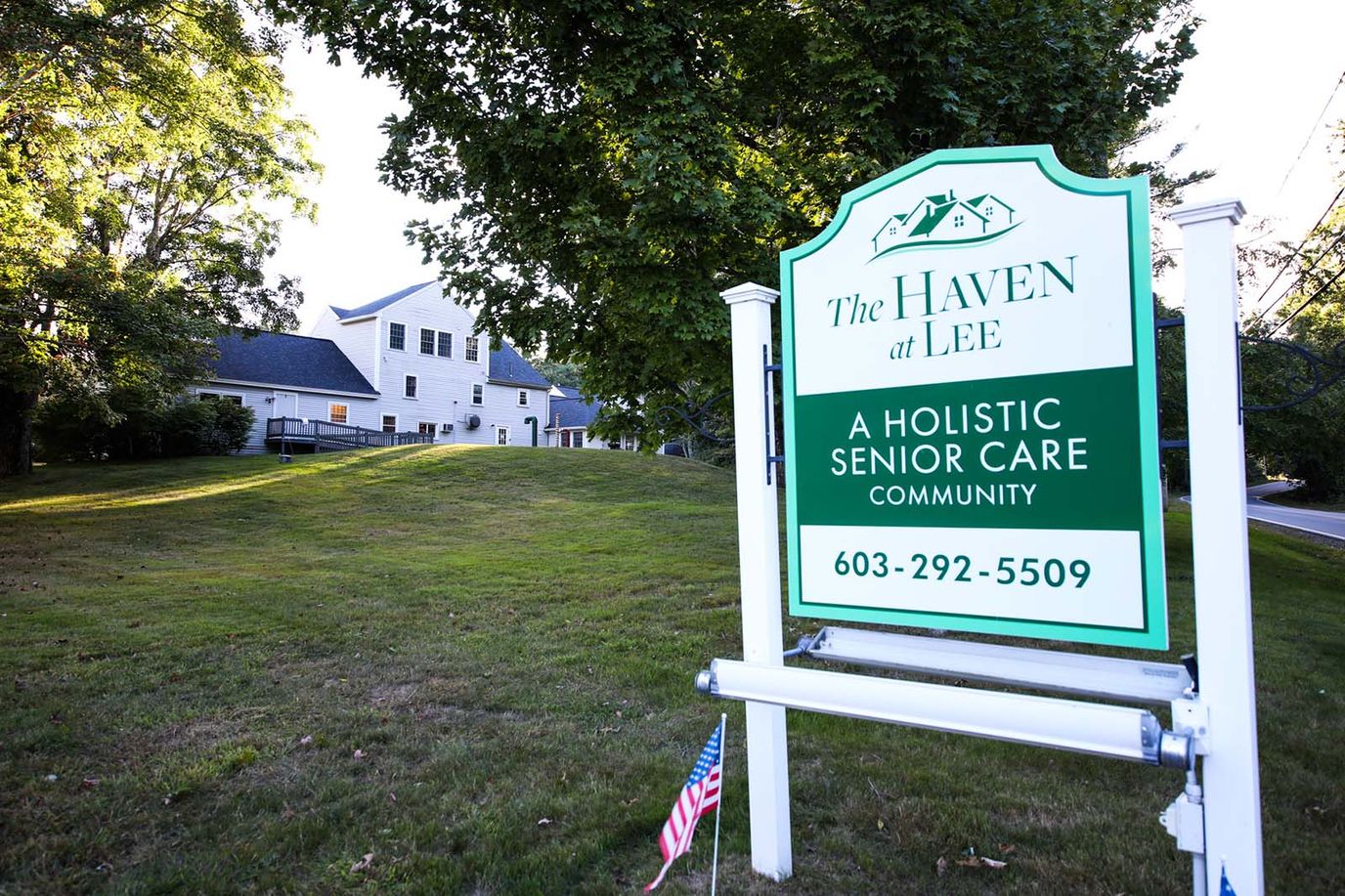 Sign for The Haven at Lee senior care community