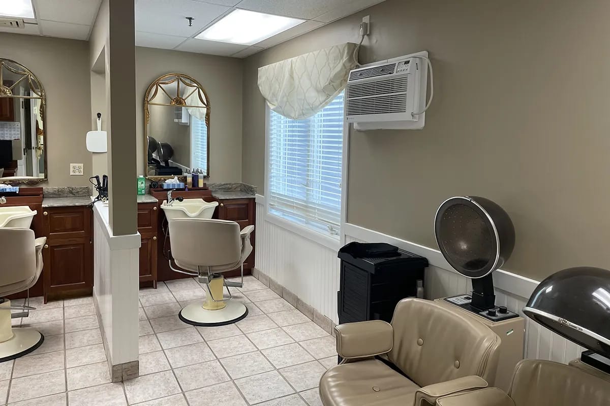 Interior view of a beauty salon area in the facility