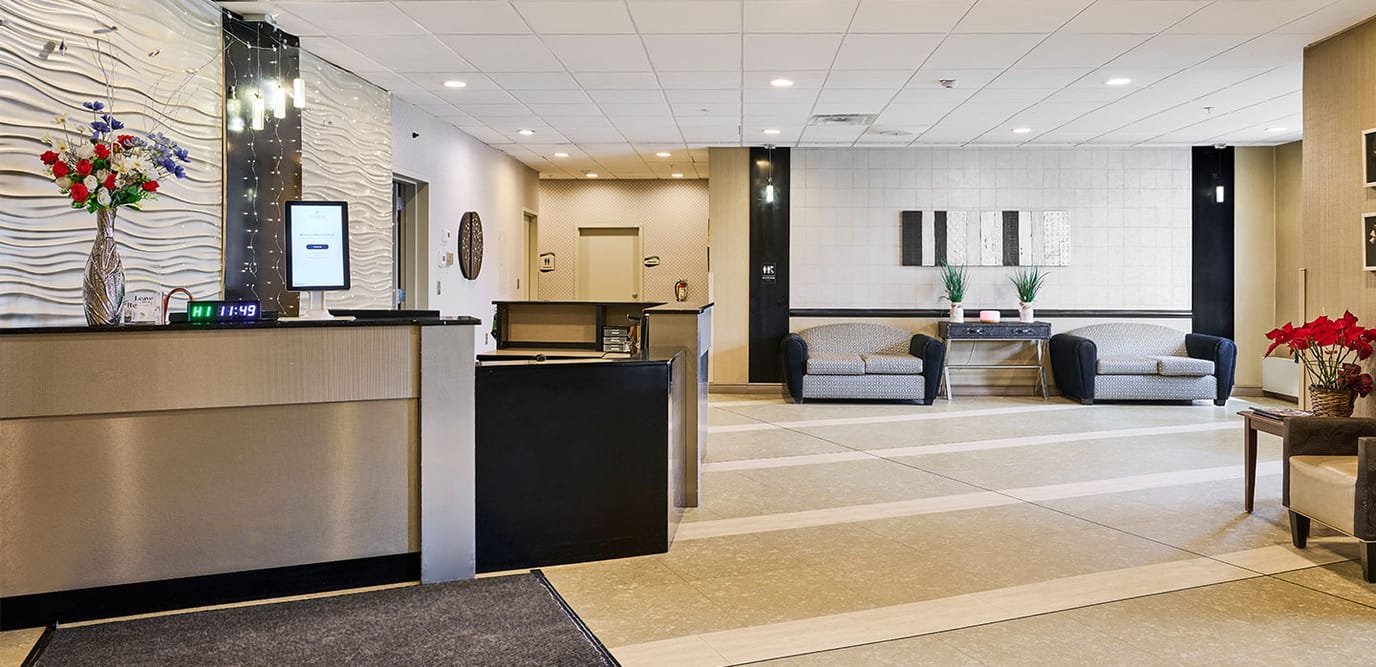 Bright and welcoming lobby area of the facility