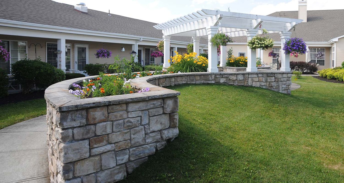 Beautifully landscaped outdoor space with flowers.