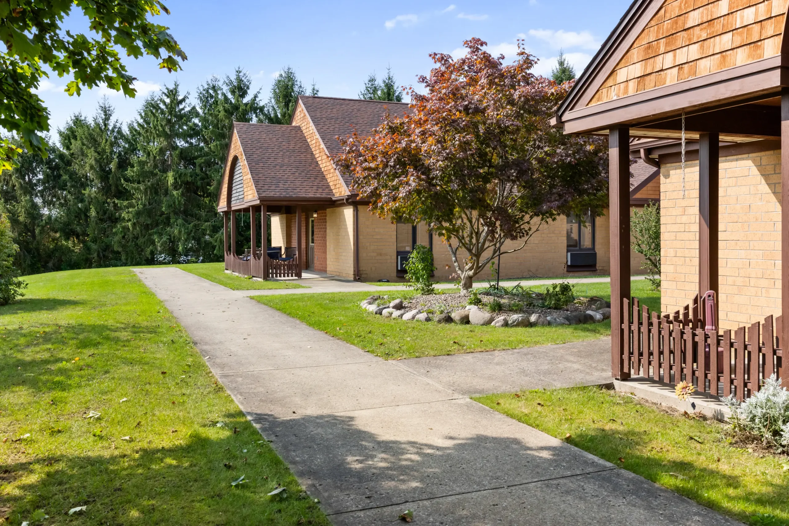 Outdoor view of the facility with pathways and landscaping