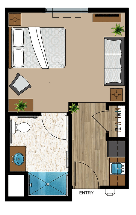 Architectural floor plan of a resident unit