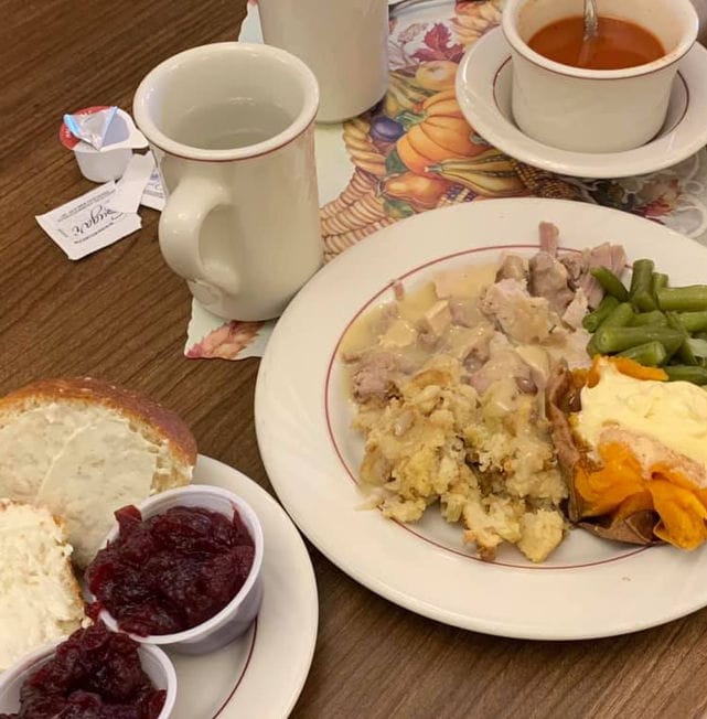 Delicious meal served in the dining room